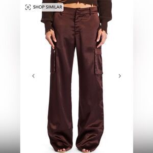 NWT Ser.o.ya mid rise cargo pants brown satin wide leg baggy plus size XXL